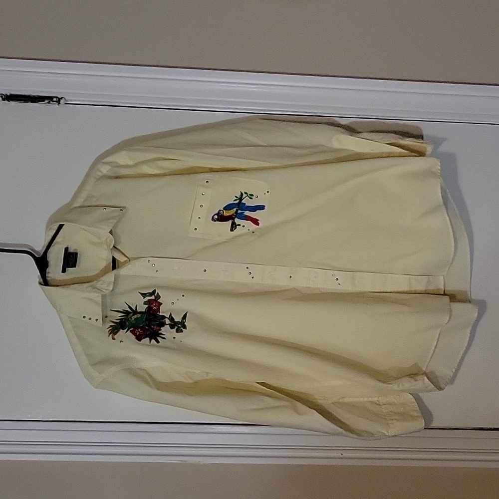 EUC Tropical Birds Parrot Margaritaville Button-down Long Sleeve Shirt Size M